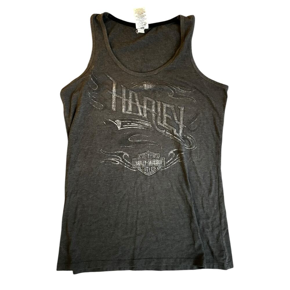Vintage Harley Davidson Women’s Gray Flame Tank Top Y2K Biker Utah Size Large